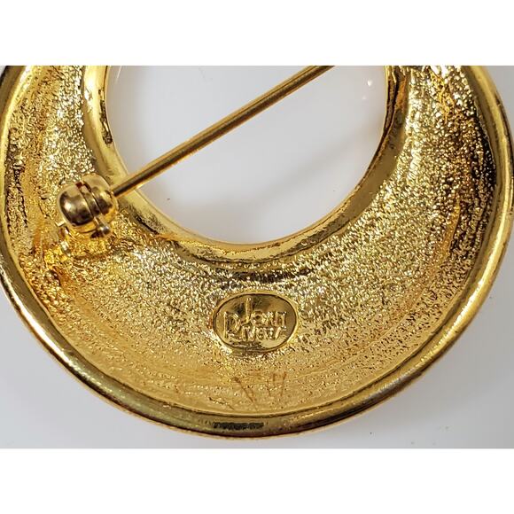 Vintage Joan Rivers Gold Tone Rhinestone Crescent Moon Pin Brooch - Picture 4 of 4